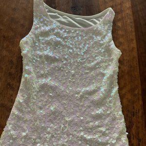 Ladies White Sequin Tank Top Size Small